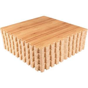 EVA Foam Floor Tiles 24-Pack - 96SQFT Puzzle Mats for Floor - Interlocking Foam Tiles for Family Room or Gym Flooring by Stalwart (Light Woodgrain)