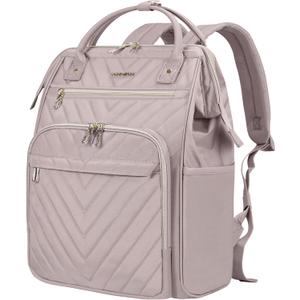 VANKEAN 17 Inch Laptop Backpack for Women Fashion Computer Work Bag, Large Capacity Waterproof Backpack, College Daypack Business Travel Backpack, Light Dusty Pink