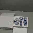 Set of 3 Small Blue & White Porcelain Vases, Fambe Glaze Porcelain Vases Set of 3, Classic Ceramic Flower Vases for Home Dcor