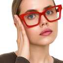 livho Oversized Eyewear Frame for Woman and Men - Rectangle Fashion Glasses for Computer, Chic Preppy Frame