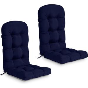 downluxe Water-Resistant Adirondack Chair Cushions, Indoor/Outdoor Chair Cushions Set of 2 with Adjustable Ties, Tufted High Back Patio Chair Cushions, 4.5" Thick Padding, Navy (2 Count (Pack of 1))