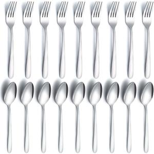 24 Pieces Spoons and Forks Set, Food Grade Stainless Steel Flatware Cutlery Set, Silverware Forks and Tablespoon for Home, Kitchen and Restaurant, Mirror Polished, Dishwasher Safe