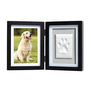 Pearhead Pet Paw Print Photo Frame With Clay Imprint Kit - Wooden Pet Paw Print Frame, DIY Memorial Keepsake for Cats and Dogs, No Mess Clay for Perfect Pawprints, Ideal Home Decor and Gift, Black