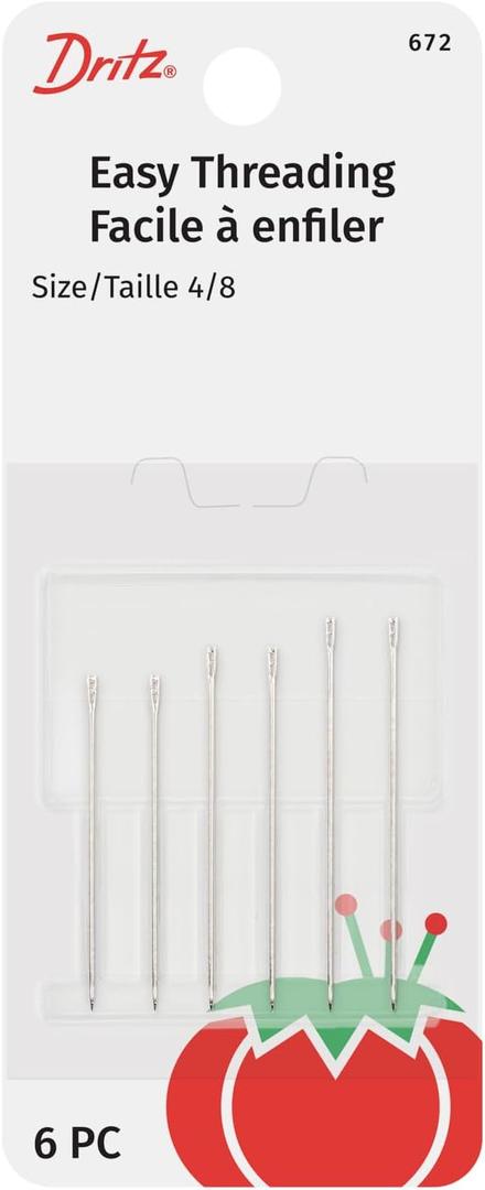 Dritz 672 Easy Threading Hand Needles, Nickel (6-Count), 3 Packs 18 Pieces 
