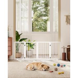 Free Standing Dog Gate Indoor, Foldable Dog Gate for Doorways Stairs Hallways,4-Panel Freestanding Pet Gate with Support Feet for Stability, Folding Puppy Gate Easy to Move, Doggy Gate 72"x24", 4-Panel, 24"Tall