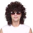 FantaLook Short Curly Brown Halloween Cosplay Wig for Men (black)