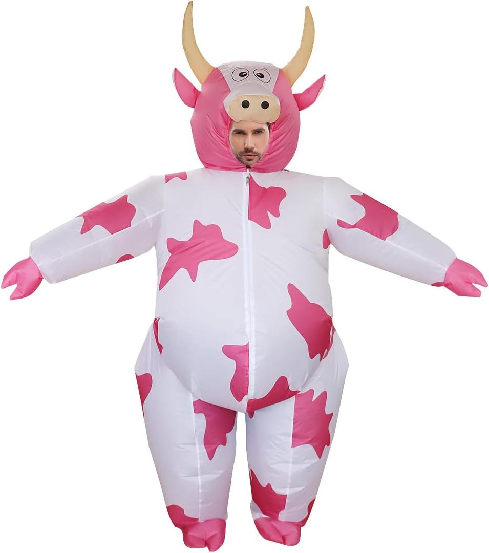 RHYTHMARTS Inflatable Cow Costume Adult Blow Up Costume Funny Inflatable Costumes for Halloween Christmas
