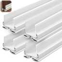 Yaocom 4 Strip White 32 Inch Vinyl U-Shape Door Bottom Seal, Slide on Weatherstrip Interior Door Bottom to Block Light and Reduce Noise Fits 32 x 1-3/8 Doors, Fills 1/2 1-1/2 Gaps