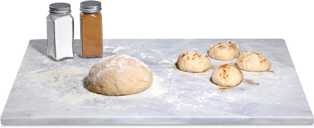 Homeries Marble Pastry Board (12 x 16 Inches) - Marble Serving Tray for Cheese, Pastries, Bread - Large White Fancy Slab for Cake Display