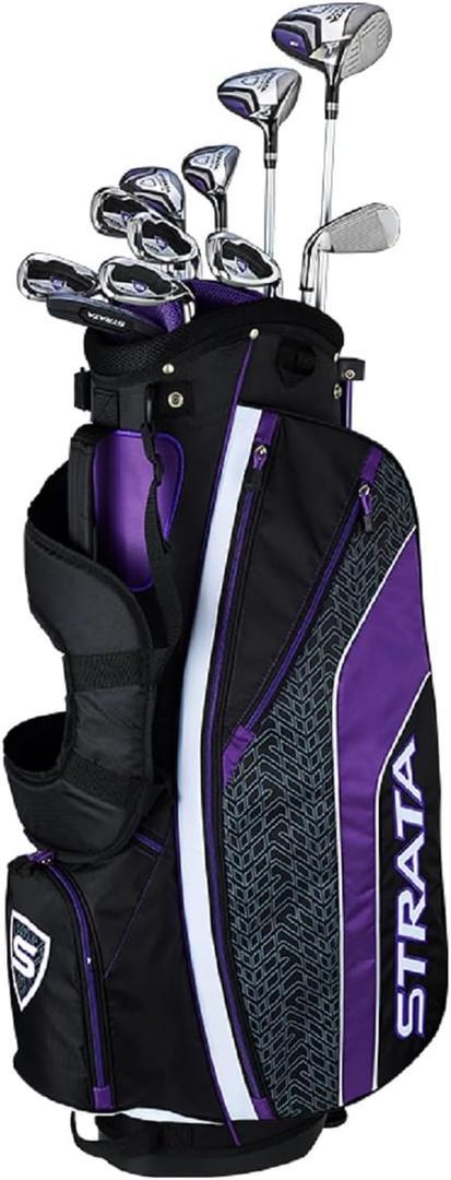 Callaway Golf Strata Complete Golf Set Right, 16 Piece (Strata Ultimate), Women's, Standard,  (Driver, 3 Wood, 4 & 5 Hybrid, 6 - 9 Iron, Pitching Wedge & Sand Wedge, Putter, Stand Bag, 4 Head covers)