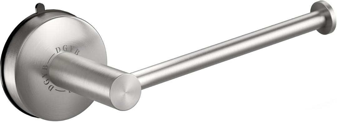 DGYB Suction Cup Toilet Paper Holder - No Drill Adhesive Wall Mount, 5.8 Inch Rustproof Stainless Steel TP Roll Holder for Bathroom Kitchen (Brush 2)