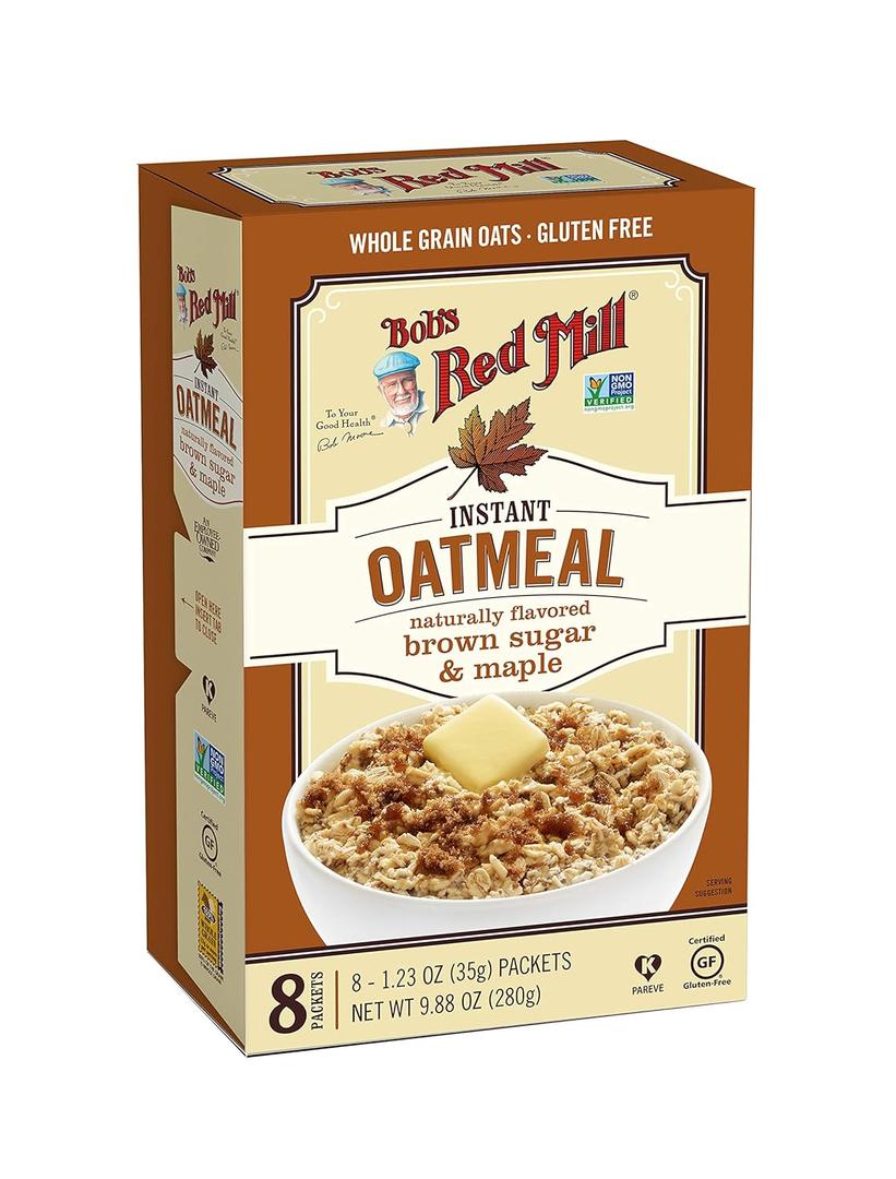 Bob's Red Mill Brown Sugar & Maple Oatmeal Packets, 8 packets (Pack of 1) - Non GMO, Gluten Free, Whole Grain, Kosher, BBD 16 DEC 2025
