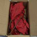 4 Pcs Poinsettia Artificial Christmas Flowers - 11.8" Christmas Flower Picks Large Red Glitter Ornaments Silk Floral Stems with Clips for Xmas Tree Decoration Wreath Garland Fireplace Stairs Decor