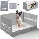 HQ4US 4LEGS Dog Litter Box, Pee Pad Holder Foldable, Indoor Dog Potty Tray for Puppy & Medium Dogs, High Walls, Seamless, No Assembly, Waterproof, Easy to Clean, No Spill,Portable for Travel (Large for Dog 28" Length, Grey)