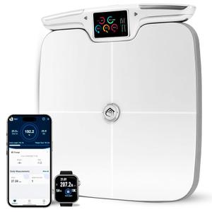 Premium Smart Digital Body Weight Scale FSA or HSA elegible - 8 Electrodes  56+Metrics -Rechargeable- WiFi & Bluetooth - Full Body Analysis -Track Body Fat, Muscle Mass, Fat Percentage, Sleek Design (White)