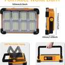 120W Solar Rechargeable Work Light, 144 LED 10000LM Portable Flood Light with Stand, IP66 Waterproof 4 Modes LED Job Site Lighting Flashlights for Mechanic Camping Fishing Car Repair