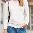 Tankaneo Womens T-Shirts Summer Long Sleeve 2025 Crew Neck Blouse Dressy Casual Ruched Slim Fit Trendy Tops (White, L)