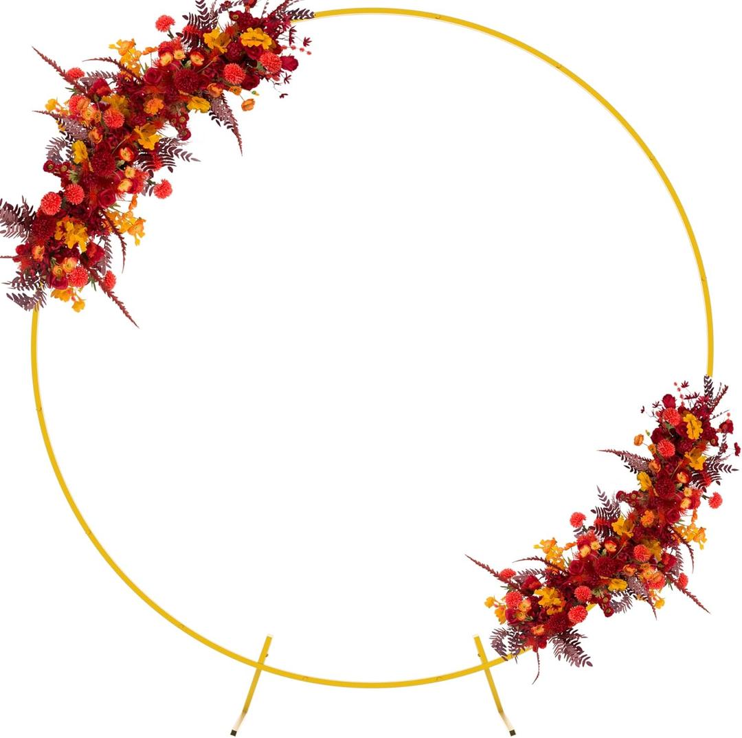 Fomcet 6.6FT Round Wedding Arch Circle Backdrop Stand Balloon Frame Gold Metal Arch for Ceremony Birthday Party Baby Shower Anniversary Bridal Graduation Background Decoration