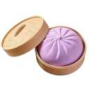 Giant Dumpling Squishy, 4 inch Jumbo Dumpling Stress Ball with Steamer, Mystery Anxiety Stress Relief Fidget Toy, Soft Squeeze Decompression Dough for Kids and Adults (Purple)