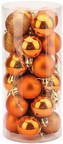 ZYBenda 30Pcs Shatterproof Shiny and Polshed Glossy Christmas Tree Ball Ornaments Decorations - 3 Style Christmas Hanging Balls for Holiday Wedding Party Decoration (1.57"/4CM, Orange)