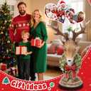 Christmas Reindeer Head Statues, Deer Head with Wreath, Reindeer Christmas Table Decoration for Home Indoor Resin Xmas Deer Figurine Winter Holiday New Year Gift for Woman