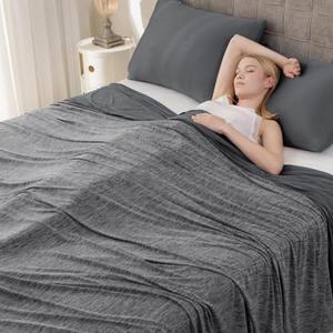 Syalife Cooling Blanket Throw for Hot Sleepers and Flashes, Ultra Thin Lightweight Summer Blankets with Q-Max 0.5 Arc-Chill Fiber, Double Sided (Charcoal Grey, 50"x 70")