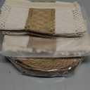 Boho Placemats 4/6/8 Set of Round Woven Placemat Macrame Style Bicolor Stitching Long Table Runner Farmhouse Rustic Natural Burlap Cotton for Kitchen Dining Table(6 Sets,Brown,12x72)