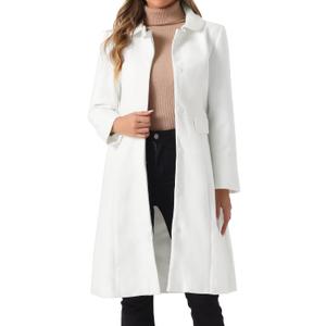 Allegra K Winter Trench Coat for Women Overcoat Peter Pan Collar Single Breasted Long Pea Coat (White, XS)
