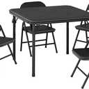 5 Piece Set Folding Card Table and Chairs, Portable Foldable Table with 2 PU Padded Chairs, Lightweight Dining Set for Indoor Outdoor, Camping, Parties, RV