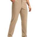 Mens Golf Pants 30"/ 32"/ 34" Stretch Dress Pants Quick Dry Casual Slacks Work Business Trousers for Men with Pockets(Khaki, W32 L30)