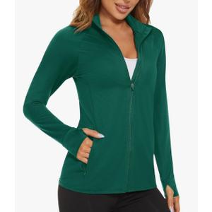 MAGCOMSEN Women's UPF 50+ Lightweight Athletic Jacket Sun Protection Full Zip Long Sleeve Shirts Hiking Outdoor Pockets M