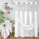 No Hook Shower Curtain with Fabric Liner White Hotel Waffle 75" L x 72" W,PEVA Frosted Window