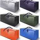 Heavy Duty Extra Large Moving Bags W/Backpack Straps - Strong Handles & Zippers, Storage Totes For Space Saving, Fold Flat, Alternative to Box and Bin (Set of 6, Multicolor)