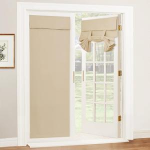 RYB HOME Room Darkening Blinds for French Door, Privacy Window Curtains Thermal Insulate Covering for Patio/Glass/Front Door, 26 inch x 80 inches, Beige, 1 Panel