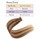 18Inch Tape in Hair Extensions Human Hair Balayage Golden Brown with Bleach Blonde 40g 20pcs Real Natural Tape in Remy Skin Weft Hair Extensions (#12P613)