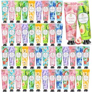 80 Pack Hand Cream Gift Set: Hand Lotion Travel Size, Teacher Appreciation Gifts, Hand Cream for Dry Cracked Hands, Mini Lotion Bulk, Small Gifts for Women Corworkers Nurse Birthday Party