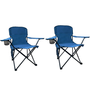 Folding Camping Chair with Cup Holder & Storage Bag,80 Cm length, 225lbs Capacity, Large Anti-Sink Feet, Breathable PE Coated Fabric for Outdoor, Hiking, Beach, Fishing, Backpacking, 2PCS Dark blue