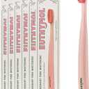 Euthymol Whitening Toothbrush (Pink, 6 Count) - Premium Soft Dual-Tension Bristles. Advanced Plaque Removal, Stain Reduction.