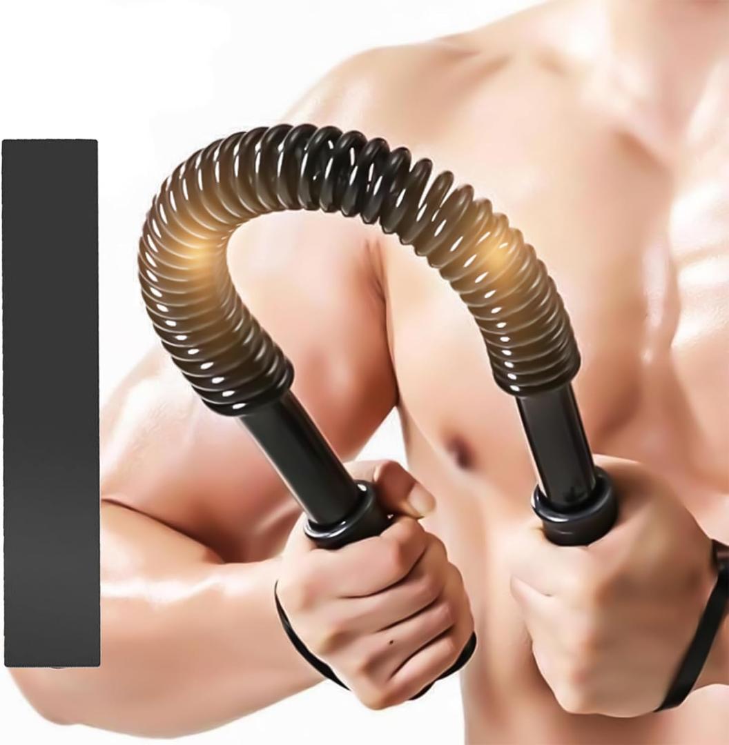 Premium Power Twister Bar Heavy Duty 40-110lb Resistance Arm Exercise Equipment Chest Shoulder Biceps and Arm Muscle Strengthener Home Gym Upper Body Workout Bar (Included 45-50lb Resistance Stretch Band)
