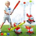 4 in 1 Water Sprinklers T Ball Set for Kids and Toddlers, Baseball Sprinkler for Backyard Helicopter Toy Outdoor Game, Attaches to Garden Hose Summer Yard Pool Water Toy