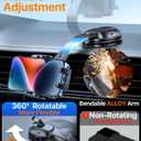 HTU Upgraded Strongest Suction Car Phone Holder Bendable Arm, Never Block View Rotatable Cellphone Mount for Dashboard Windshield Vent, Cradle Stand for iPhone 17 16 15 14 13 12 Pro Max (Black)