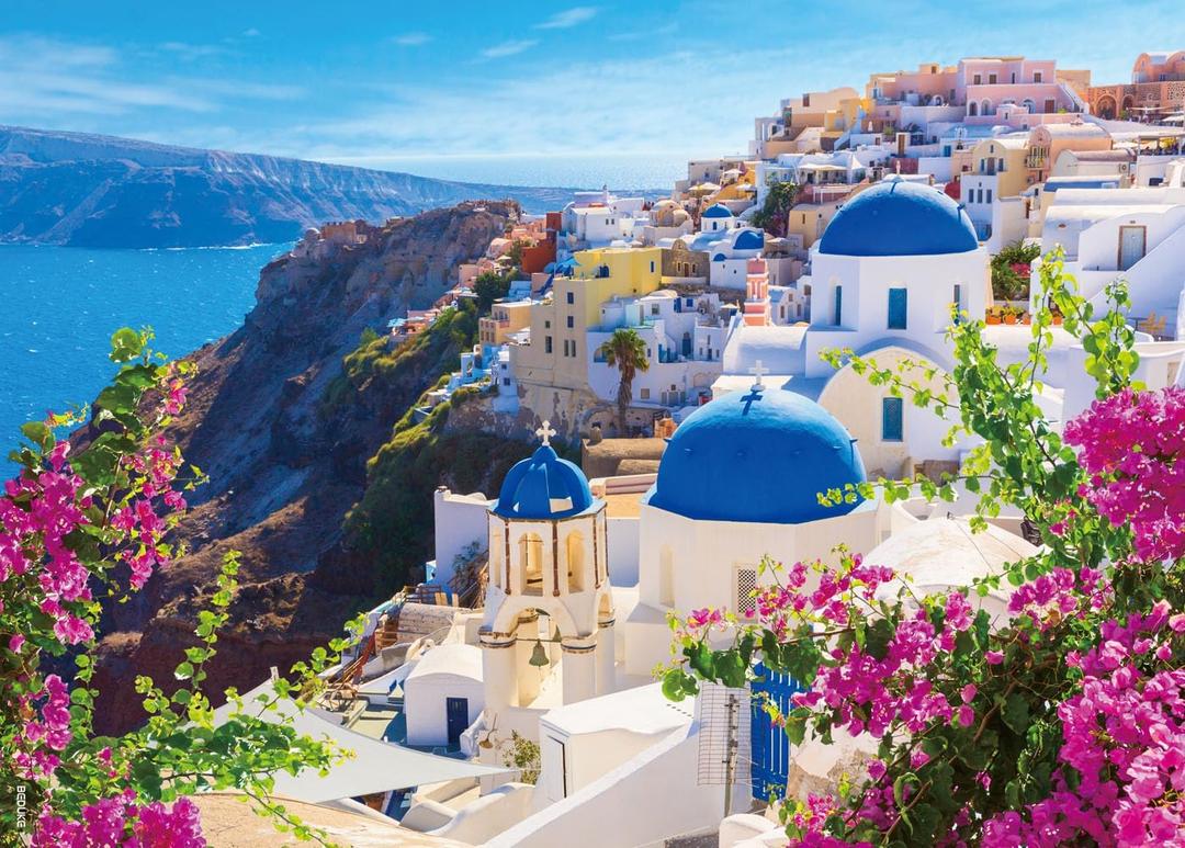Jigsaw Puzzles for Adults 1000 Pieces Thick Sturdy Precise Interlocking Santorini Greece 1000 Piece Puzzle Age 14+ Family Game