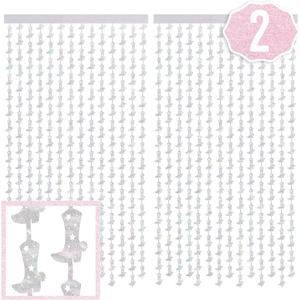 xo, Fetti Cowgirl Boot Iridescent Foil Curtain - Set of 2 | Bachelorette Party Decorations, Cowgirl Birthday Photo Booth, Last Rodeo Backdrop, Nashville, Cow Rodeo Theme, Space Cowboy