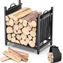 Firewood Rack, Firewood Holder With Carrier Bag, Firewood Storage Rack for Indoor Outdoor Log Organization and Storage