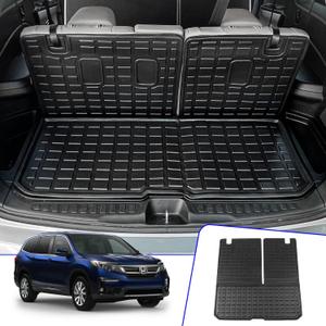 Rongtaod Cargo Mat Compatible with 2016-2025 Honda Pilot Cargo Mat Cargo Liner Trunk Mat TPE Back Seat Cover Protector 2024 Pilot Accessories (Trunk Mat with Backrest Mat) (Trunk Mat with Backrest Mat(7&8Seats), Compatible with 2016-2022 Pilot)