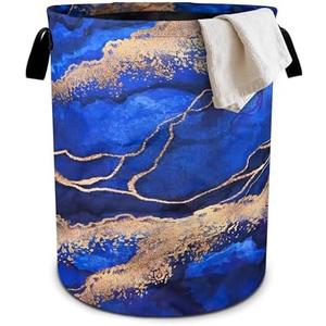 Blue Marble Laundry Basket Laundry Hamper With Handles Collapsible Laundry Baskets Storage Basket For Room Bathroom Bedroom Decor