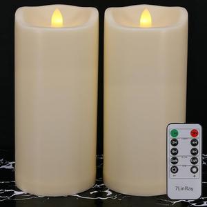 Large 10" x 4" Outdoor Waterproof Flameless Candles with Remote and Timers, 1000 Hours Battery Operated LED Flickering Pillar Candles for Lanterns, Ivory Plastic, Set of 2