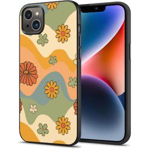Compatible iPhone 14 Plus Case,Retro 70s Groovy Flower Hippie Designed for Women Girls,Bumper Shockproof Drop and Anti-Scratch,TPU Full Body Protection Case for iPhone 14 Plus-6.7"