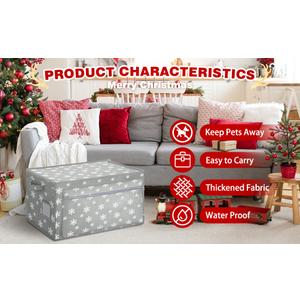  LHMTQVK 72-4" Large Christmas Ornament Storage Box, 600D Fabric, Christmas Storage Containers, Adjustable Dividers, 3 Individual Tray