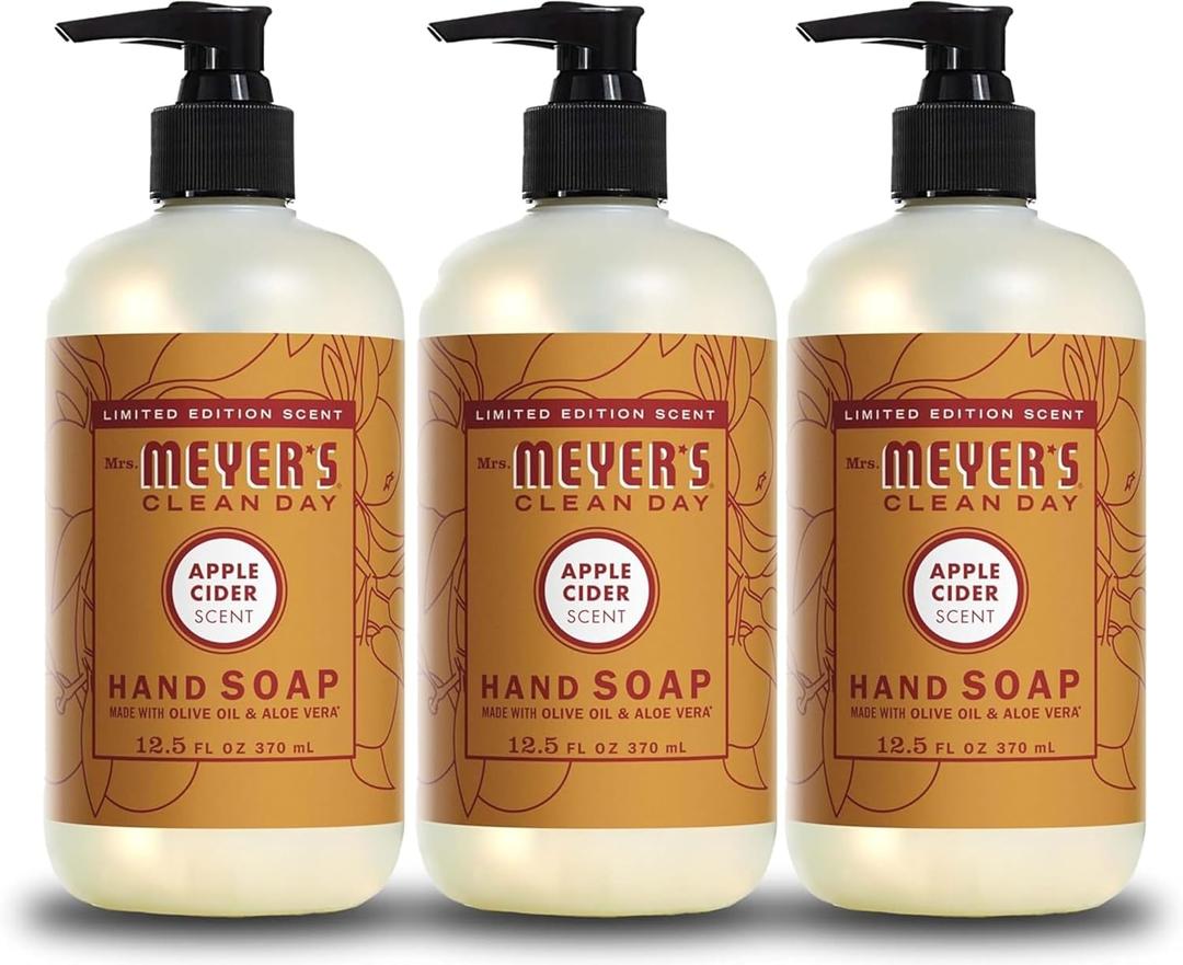 MRS. MEYER'S CLEAN DAY Hand Soap, Apple Cider, Made with Essential Oils, 12.5 oz - Pack of 3
